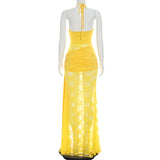 Women's Lace Halter Maxi Dress