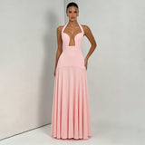 Women's Halter Plunge Maxi Dress