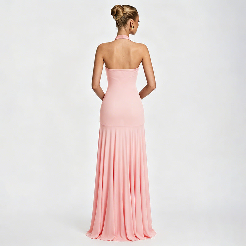 Women's Halter Plunge Maxi Dress