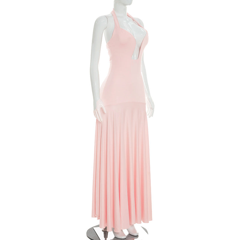 Women's Halter Plunge Maxi Dress