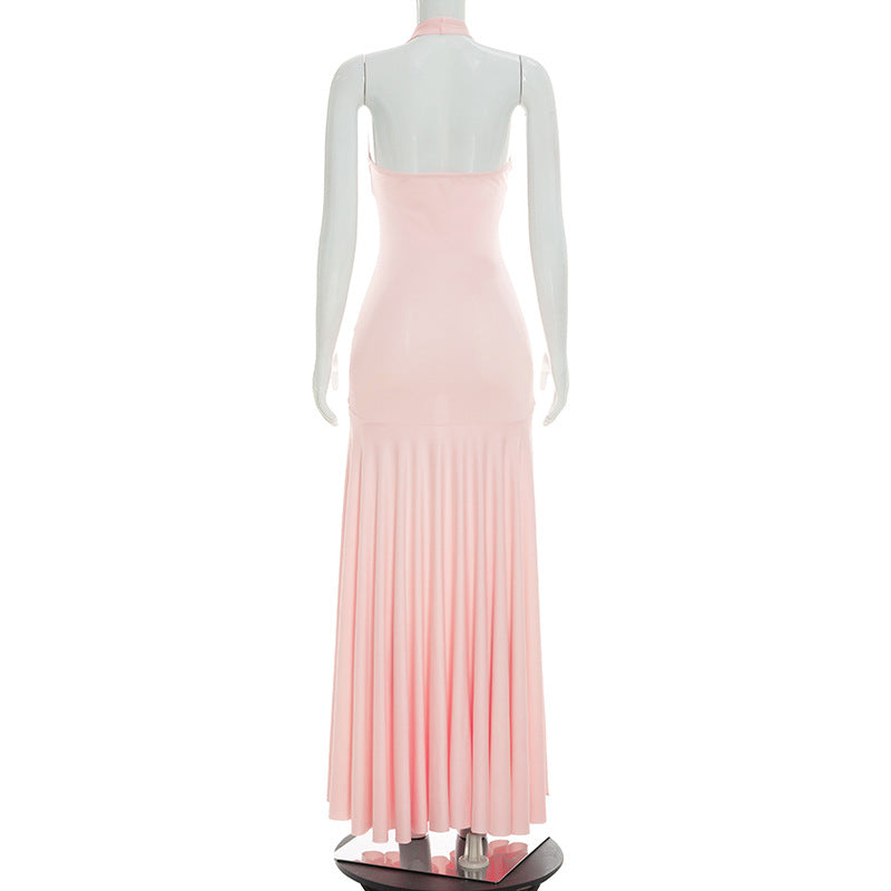 Women's Halter Plunge Maxi Dress