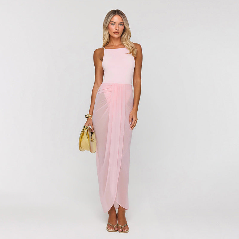 Women's Sleeveless Mesh Maxi Dress