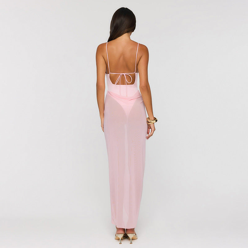Women's Sleeveless Mesh Maxi Dress