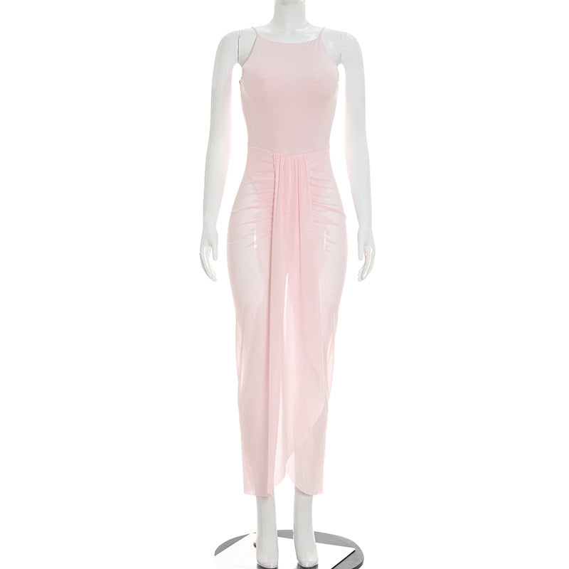 Women's Sleeveless Mesh Maxi Dress