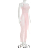 Women's Sleeveless Mesh Maxi Dress
