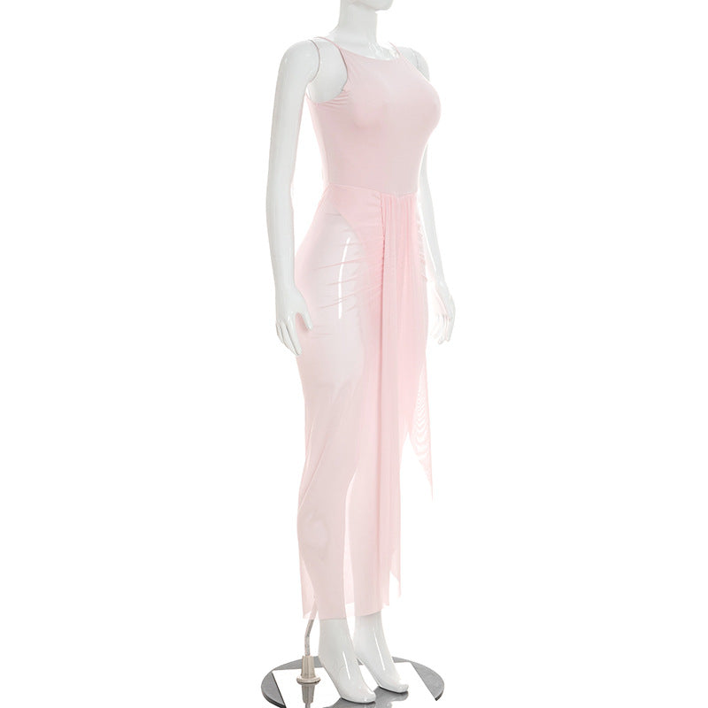 Women's Sleeveless Mesh Maxi Dress