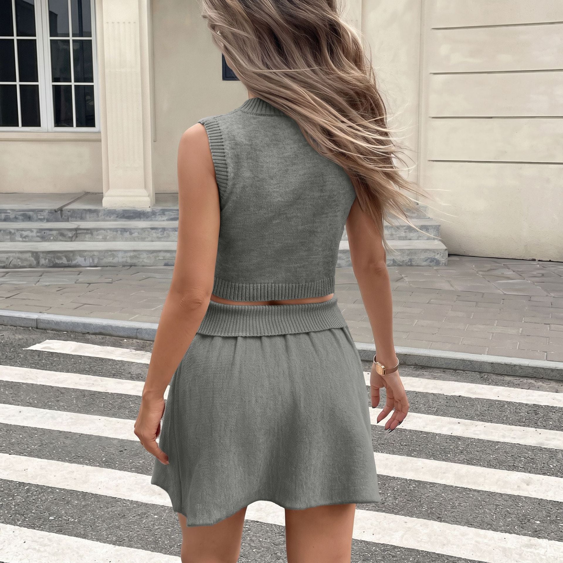 Women's Sweater Vest & Skirt Set