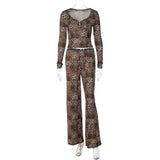 Women's Leopard Top & Pants Set
