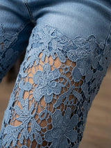 Women's Lace Panel Wide Leg Jeans