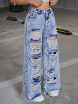 Women's Distressed Wide Leg Jeans