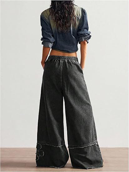 Women's Floral Wide Leg Jeans