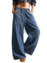 Women's Floral Wide Leg Jeans