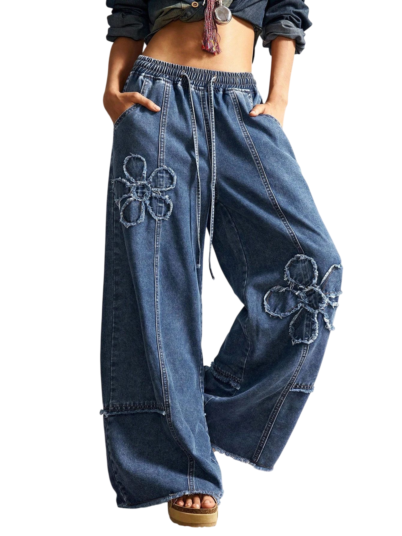 Women's Floral Wide Leg Jeans