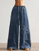 Women's Floral Wide Leg Jeans