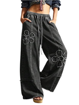 Women's Floral Wide Leg Jeans