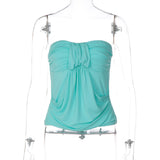 Women's Strapless Ruched Mesh Tube Top