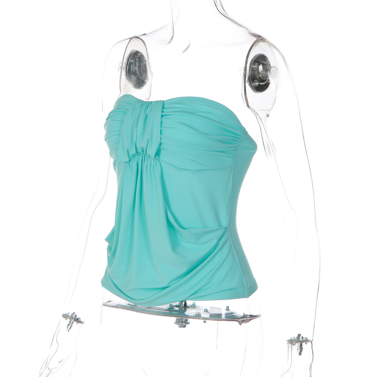 Women's Strapless Ruched Mesh Tube Top
