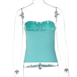 Women's Strapless Ruched Mesh Tube Top