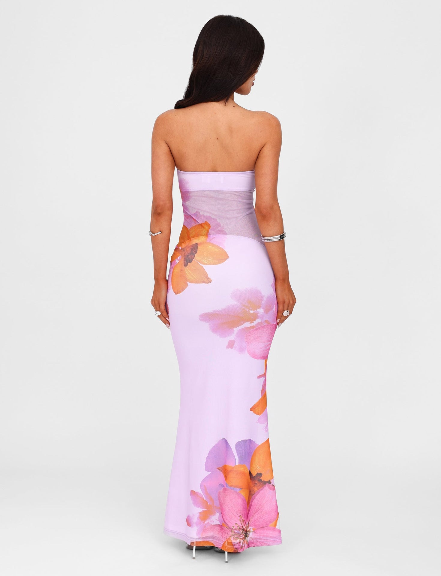 Women's Floral Strapless Maxi Dress
