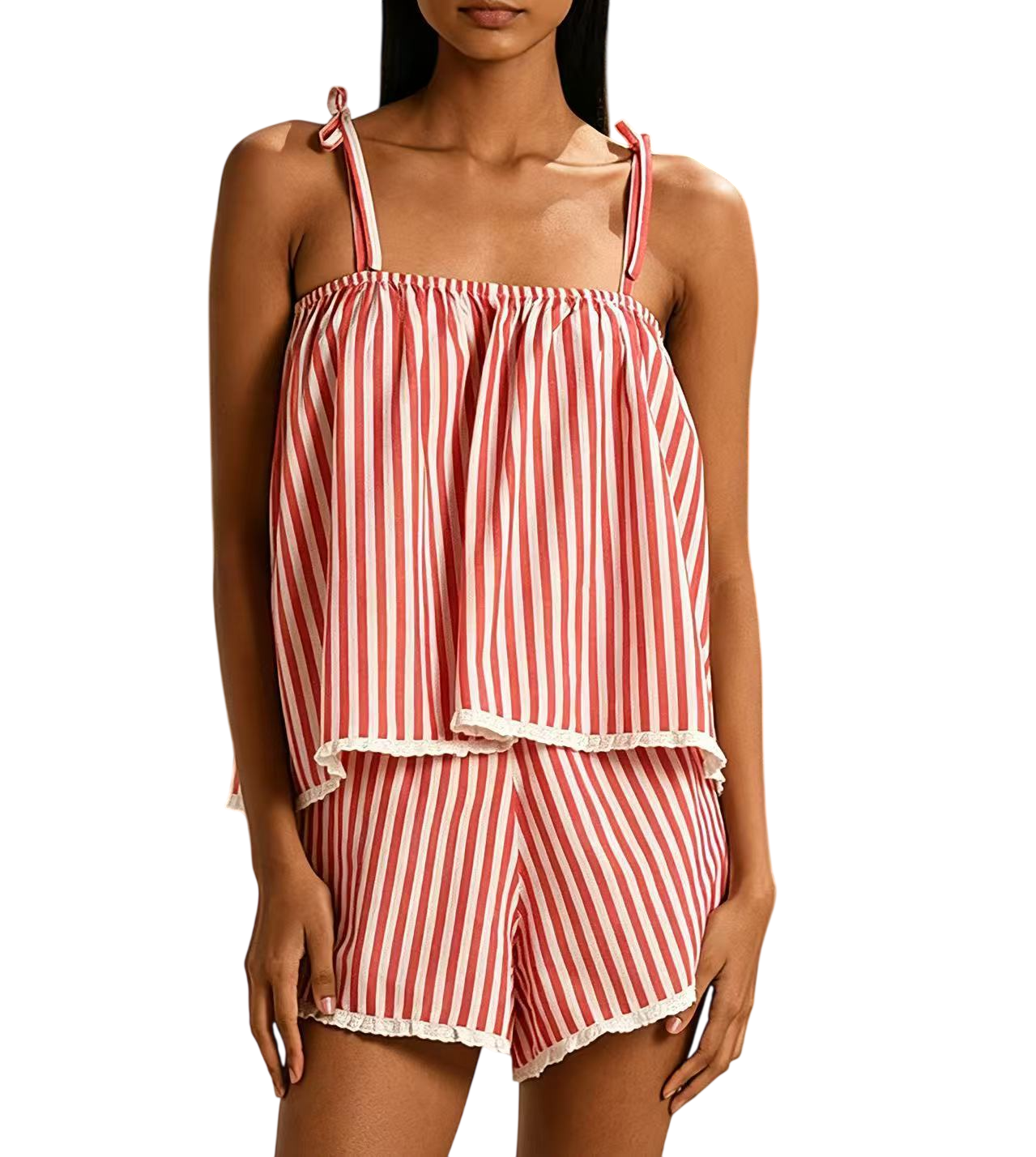 Women's Striped Cami Top and Shorts Set