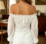 Women's Off Shoulder Ruffle Corset Top