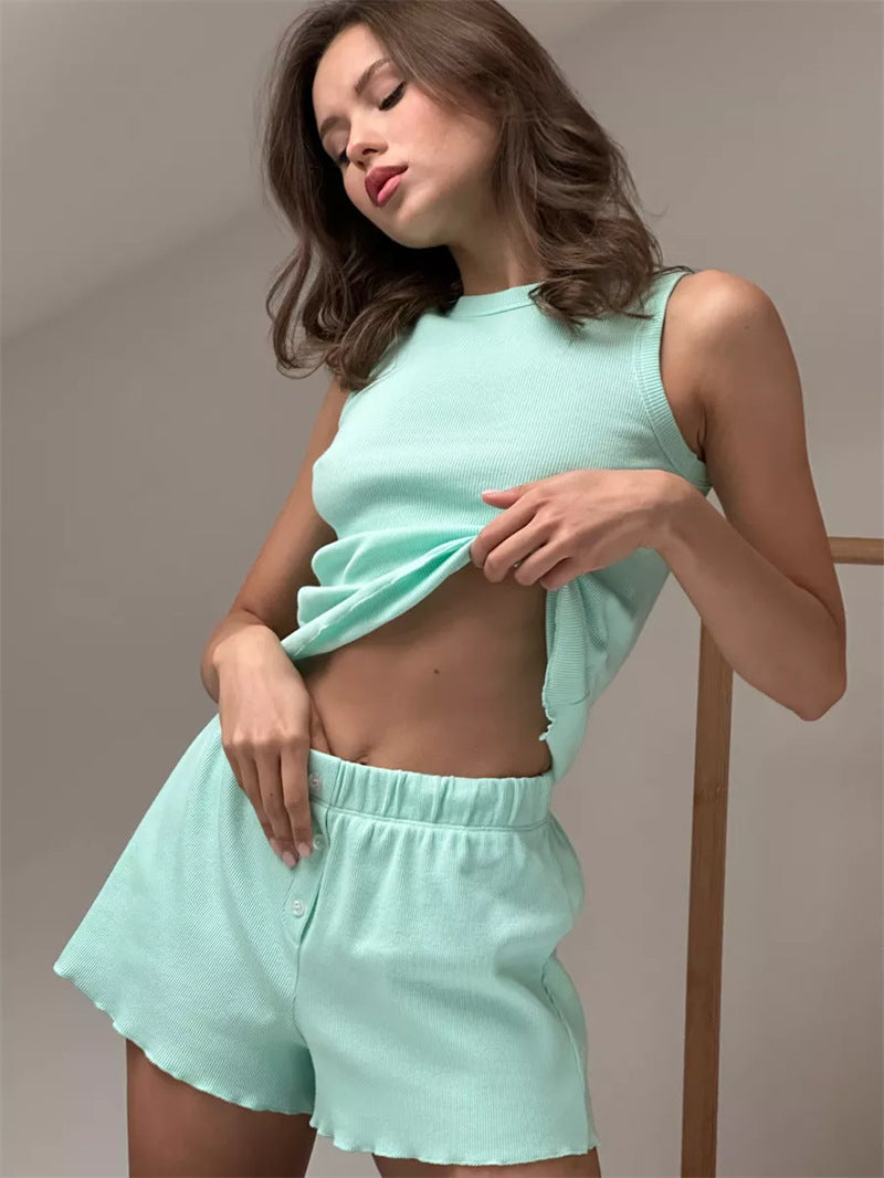 Women's Ribbed Tank Top and Shorts Set