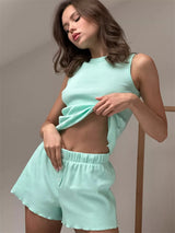 Women's Ribbed Tank Top and Shorts Set