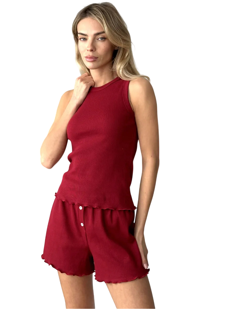 Women's Ribbed Tank Top and Shorts Set