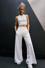 Women's Halter Crop Top & Wide Leg Pants Set