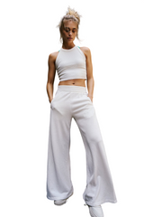 Women's Halter Crop Top & Wide Leg Pants Set