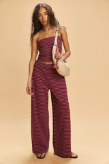 Women's Strapless Striped Lounge Set