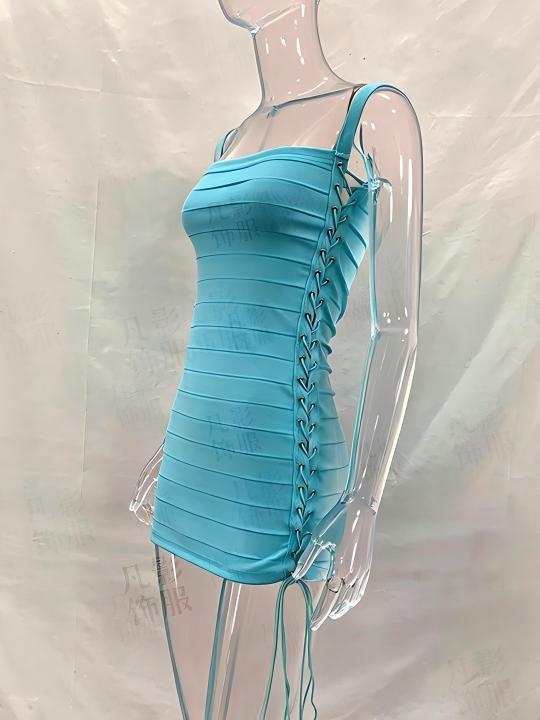 Women's Lace Up Bodycon Mini Dress