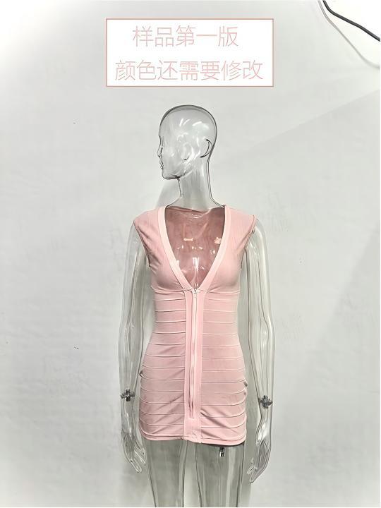 Women's Deep V Bodycon Mini Dress
