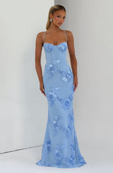 Women's Floral Mesh Maxi Dress