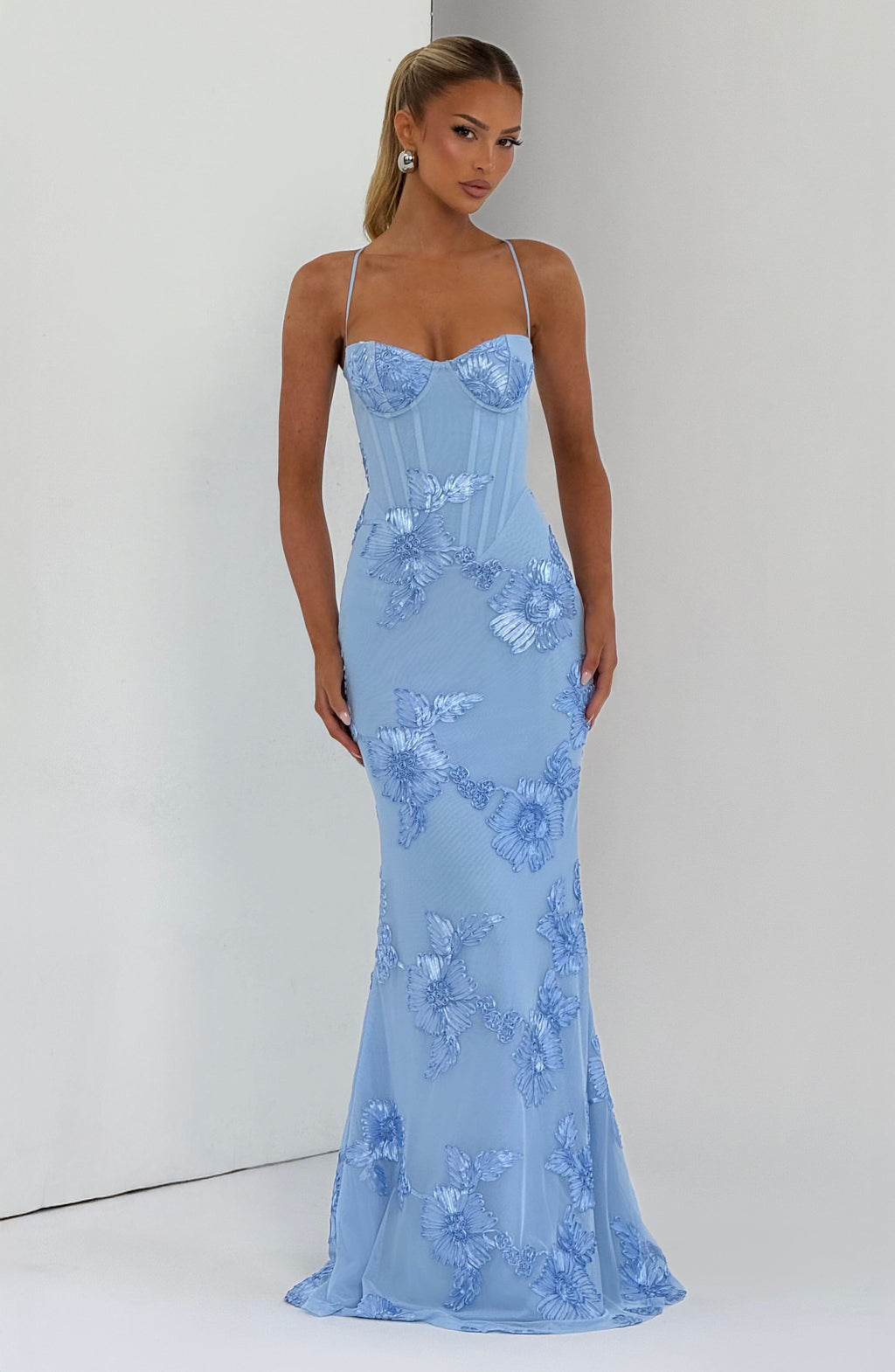 Women's Floral Mesh Maxi Dress