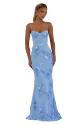 Women's Floral Mesh Maxi Dress