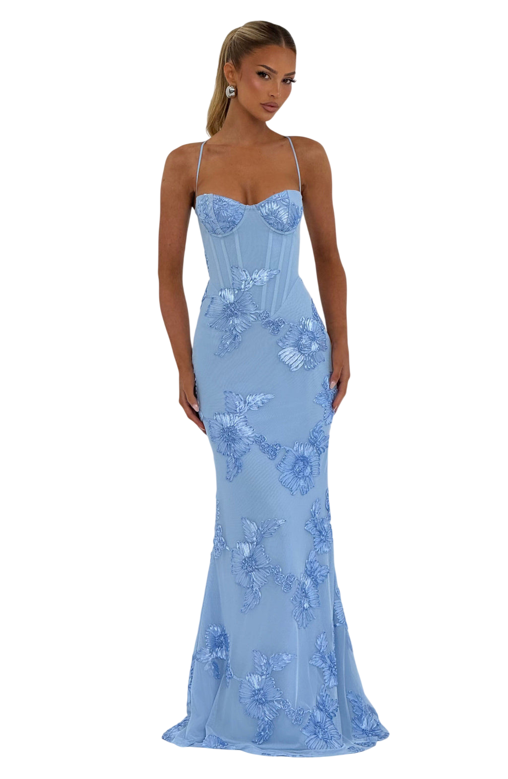 Women's Floral Mesh Maxi Dress