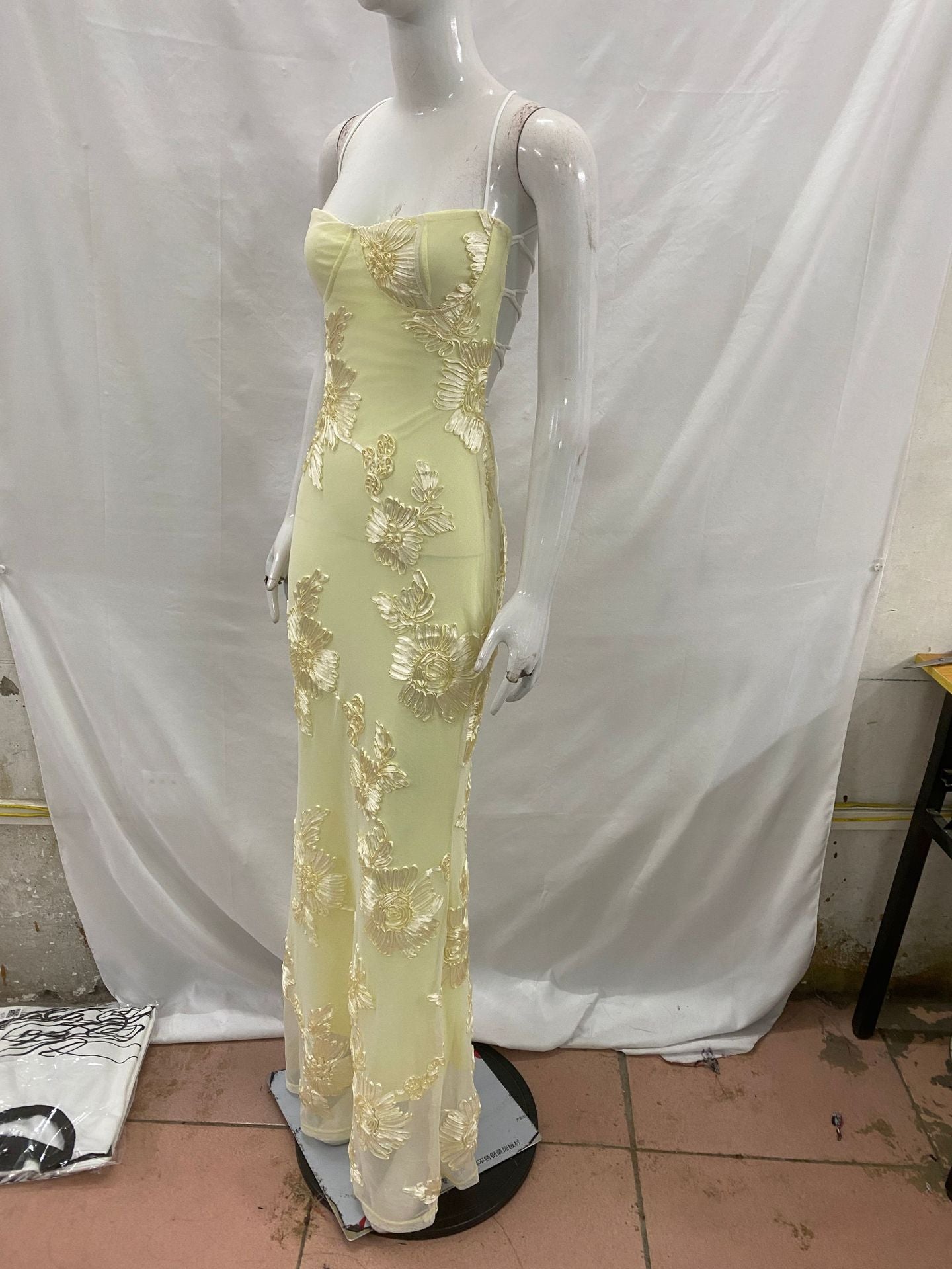 Women's Floral Mesh Maxi Dress