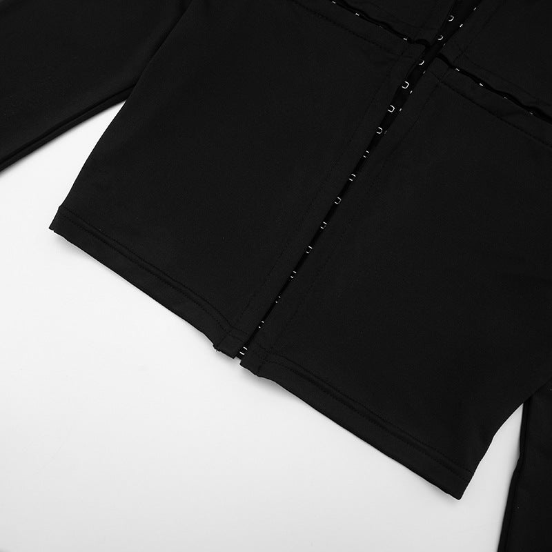 Women's Cutout Long Sleeve Shorts Set