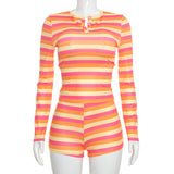 Women's Striped Lounge Shorts Set