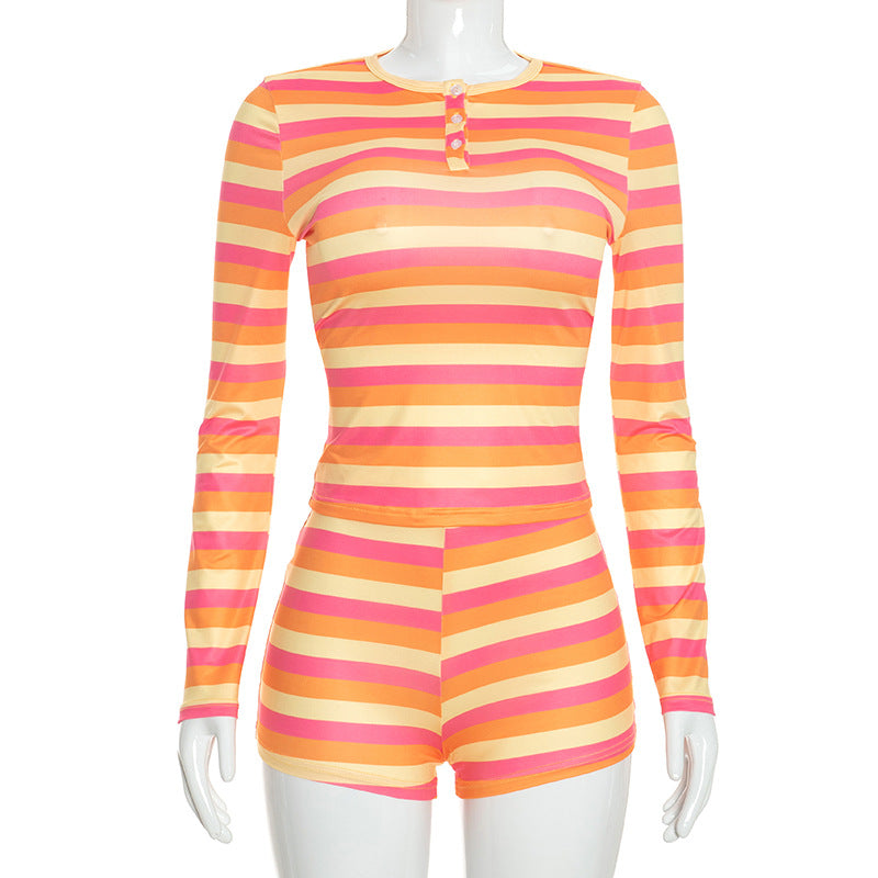Women's Striped Lounge Shorts Set