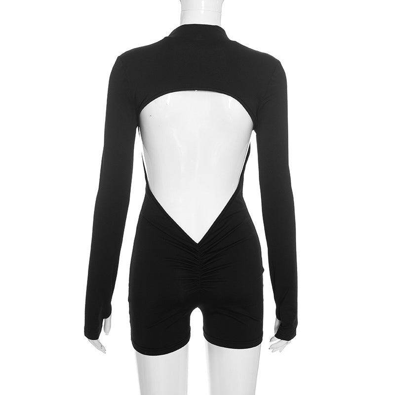 Women's Zip Front Long Sleeve Romper