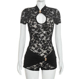 Women's Lace Cutout Bodycon Romper