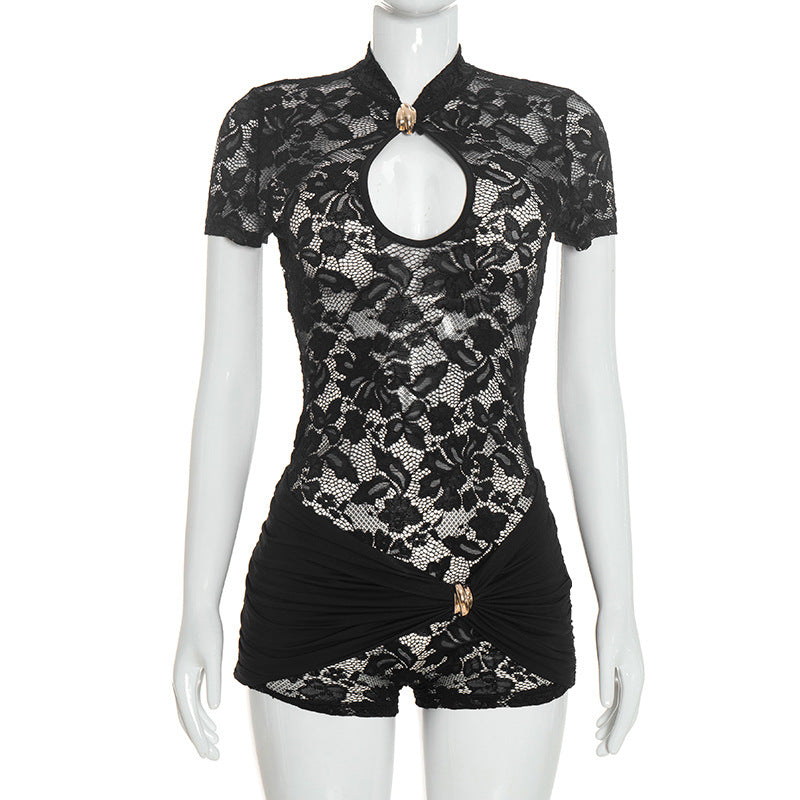 Women's Lace Cutout Bodycon Romper