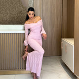 Women's Off Shoulder Ruched Maxi Dress