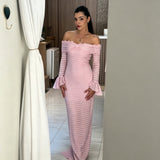 Women's Off Shoulder Ruched Maxi Dress