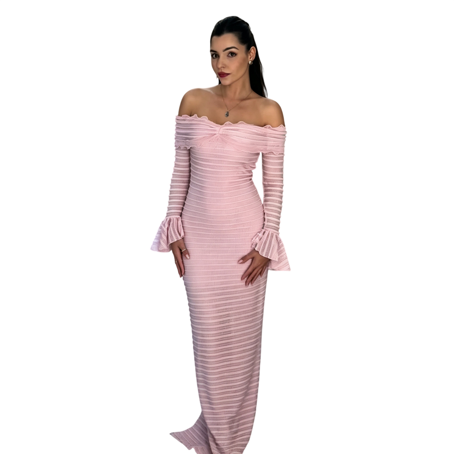 Women's Off Shoulder Ruched Maxi Dress