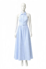 Women's Striped Halter Maxi Shirt Dress