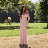 Women's Off Shoulder Lace Maxi Dress