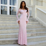 Women's Off Shoulder Lace Maxi Dress